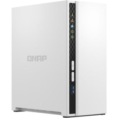 SMB QNAP TS-233 NAS 2 HDD trays. ARM 4-core Cortex-A55 2.0GHz, ram 2 GB (max), 1x1GbE, 2xUSB 2.0 port,1xUSB 3.2 Gen 1