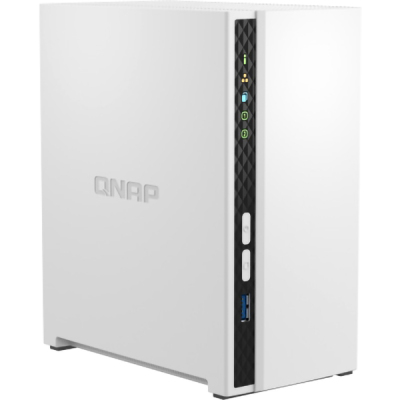 SMB QNAP TS-233 NAS 2 HDD trays. ARM 4-core Cortex-A55 2.0GHz, ram 2 GB (max), 1x1GbE, 2xUSB 2.0 port,1xUSB 3.2 Gen 1