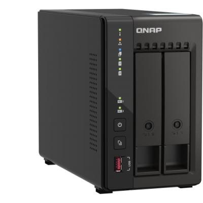 SMB QNAP TS-253E-8G NAS, 2-tray w/o HDD. 2xHDMI-port. 4-core Celeron J6412 2-2.6 GHz, 8GB DDR, 2x2.5Gb LAN, 2 x M.2 2280 PCIe Gen 3 x2, 2x USB 3.2 Gen 2 (10Gbps) Port, 2x USB 2.0 port