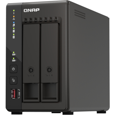 SMB QNAP TS-253E-8G NAS, 2-tray w/o HDD. 2xHDMI-port. 4-core Celeron J6412 2-2.6 GHz, 8GB DDR, 2x2.5Gb LAN, 2 x M.2 2280 PCIe Gen 3 x2, 2x USB 3.2 Gen 2 (10Gbps) Port, 2x USB 2.0 port