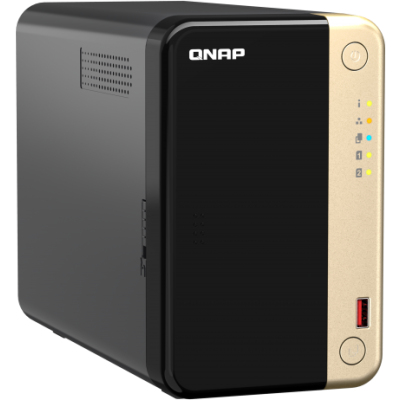 SMB QNAP TS-264-8G NAS 2 HDD trays, 4-core Intel Celeron N5105/N5095 2.0-2.9 GHz, 8 GB DDR4 RAM , 2x2.5 Gigabit Ethernet , 2xUSB 3.2 Gen 2 (10Gbps), 2xUSB 2.0 port, 1xHDMI, 2xM.2 PCIe Gen 3 x1 slots