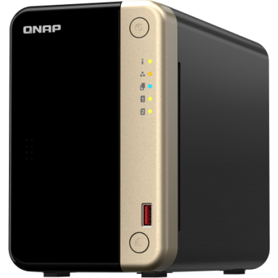 SMB QNAP TS-264-8G NAS 2 HDD trays, 4-core Intel Celeron N5105/N5095 2.0-2.9 GHz, 8 GB DDR4 RAM , 2x2.5 Gigabit Ethernet , 2xUSB 3.2 Gen 2 (10Gbps), 2xUSB 2.0 port, 1xHDMI, 2xM.2 PCIe Gen 3 x1 slots