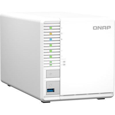 SMB QNAP TS-364-4G NAS 3 HDD, 4-core Intel Celeron N5105/N5095 2.0 up to 2.9 GHz, 4 GB RAM (1x4 GB) up to 16 GB (2x8GB), 2.5 Gigabit Ethernet, 2xUSB 3.2 Gen 2 (10Gbps), 1xUSB 3.2 Gen 1, 2xM.2 PCIe Gen 3 x2 slots