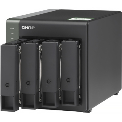 SMB QNAP TS-431KX-2G NAS 4 HDD trays. Alpine AL214, 4-core, 1.7GHz, 2 GB DDR3 (1 x 2 GB) up to 8 GB (1 x 8 GB), 1x10 GbE SFP+, 2x1GB Ethernet, USB 3.2x3