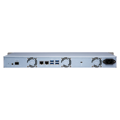 channel QNAP TS-431XeU-2G NAS 4 HDD trays, 10 GbE SFP+, rackmount, 1 PSU. ARM 4-core Cortex-A15 Annapurna Labs AL-314 1,7 GHz, 2 GB. W/o rail kit RAIL-B02