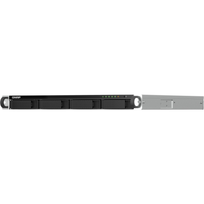 SMB QNAP TS-464U-RP-4G NAS 4 HDD trays, rackmount 1U, 2 PSU. 4-core Intel Celeron N5105/N5095 2.0-2.9 GHz, 4 GB RAM (1 x 4 GB) up to 16 GB (2 x 8GB), 2x2.5 Gigabit Ethernet, 4xUSB, 1xHDMI . PCIe Gen 3 x2 , W/o rail kit RAIL-B02