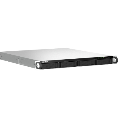 SMB QNAP TS-464U-RP-4G NAS 4 HDD trays, rackmount 1U, 2 PSU. 4-core Intel Celeron N5105/N5095 2.0-2.9 GHz, 4 GB RAM (1 x 4 GB) up to 16 GB (2 x 8GB), 2x2.5 Gigabit Ethernet, 4xUSB, 1xHDMI . PCIe Gen 3 x2 , W/o rail kit RAIL-B02