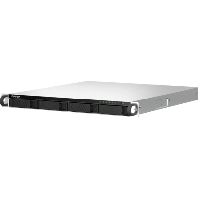 SMB QNAP TS-464U-RP-4G NAS 4 HDD trays, rackmount 1U, 2 PSU. 4-core Intel Celeron N5105/N5095 2.0-2.9 GHz, 4 GB RAM (1 x 4 GB) up to 16 GB (2 x 8GB), 2x2.5 Gigabit Ethernet, 4xUSB, 1xHDMI . PCIe Gen 3 x2 , W/o rail kit RAIL-B02