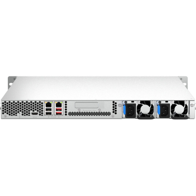 SMB QNAP TS-464U-RP-4G NAS 4 HDD trays, rackmount 1U, 2 PSU. 4-core Intel Celeron N5105/N5095 2.0-2.9 GHz, 4 GB RAM (1 x 4 GB) up to 16 GB (2 x 8GB), 2x2.5 Gigabit Ethernet, 4xUSB, 1xHDMI . PCIe Gen 3 x2 , W/o rail kit RAIL-B02