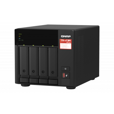 SMB QNAP TS-473A-8G NAS, 4-tray w/o HDD, 2xM.2 SSD Slot. Quad-сore AMD Ryzen Embedded V1500B 2.2 GHz, 8GB DDR4 (1 x 8GB) up to 64GB (2 x 32GB), 2x 2.5 Gigabit LAN