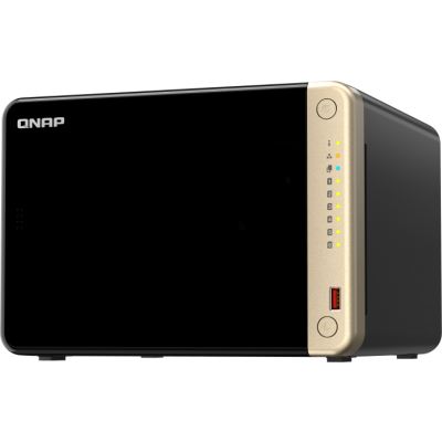 SMB QNAP TS-664-8G NAS 6 HDD trays, 4-core Intel Celeron N5105/N5095 2.0-2.9 GHz, 8 GB RAM , 2x2.5 Gigabit Ethernet , 2xUSB 3.2 Gen 2 (10Gbps), 2xUSB 2.0 port, 1xHDMI, 2xM.2 PCIe Gen 3 x1 slots