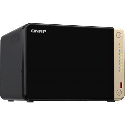 SMB QNAP TS-664-8G NAS 6 HDD trays, 4-core Intel Celeron N5105/N5095 2.0-2.9 GHz, 8 GB RAM , 2x2.5 Gigabit Ethernet , 2xUSB 3.2 Gen 2 (10Gbps), 2xUSB 2.0 port, 1xHDMI, 2xM.2 PCIe Gen 3 x1 slots