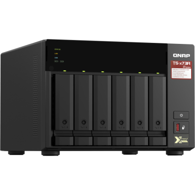 SMB QNAP TS-673A-8G NAS, 6 trays 3,5"/2,5", 2x2,5 GbE BASE-T, 2 x M.2 NVMe 2280 slots, quad-core AMD Ryzen V1500B 2,2 GHz, 8 GB SO-DIMM DDR4 (1 x 8 GB) up to 64GB (2x32 GB)
