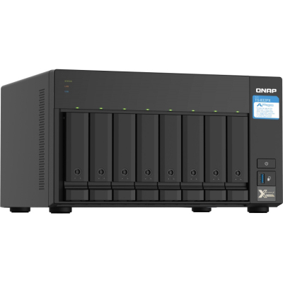 SMB QNAP TS-832PX-4G 8-Bay NAS, AL324 64-bit quad-core 1.7GHz, 4GB DDR4 SODIMM RAM (up to 1x16 GB), 8 x 3.5"/ 2.5" drive slots, 2 x 10GbE SFP+ LAN, 2 x 2.5 GbE LAN, 3 x USB 3.2, PCIe slot Gen.2 x 2, 3xUSB 3.2