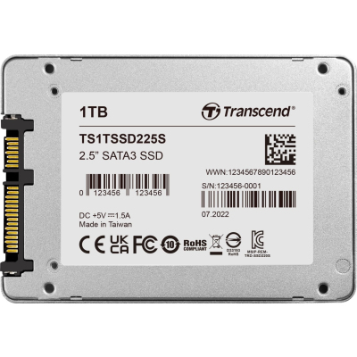 Твердотельный накопитель/ Transcend SSD SSD225S, 1.0TB, 2.5" 7mm, SATA3, R/W 550/500MB/s, IOPs 55 000/72 000, TBW 360, DWPD 0.3 (3 года)
