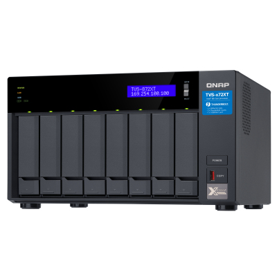 SMB QNAP TVS-872XT-i5-16G 8-Bay NAS, Intel Core i5-8400T 6-core 1.7 GHz (up to 3.3GHz), 16GB DDR4 RAM (max 32GB RAM), 8x 2.5"/3.5" SATA HDD/SSD + 2x M.2 PCIe SSD slot, 2xGbE LAN, 1 x 10GBase-T, 2 x Thunderbolt 3 port