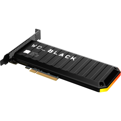 Твердотельные накопители/ WD SSD Black AN1500 NVMe AIC, 1000GB, PCIE (176mm), NVMe, PCIe 3.0 x8, R/W 6500/4100MB/s, DRAM buffer 1024MB, with RGB Heat Spreader (12 мес.)