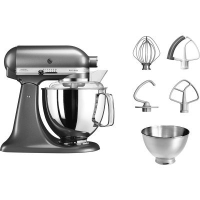 Настольный миксер с откидным блоком KitchenAid Artisan 4.8 л, серебряный медальон, 5KSM175PSEMS