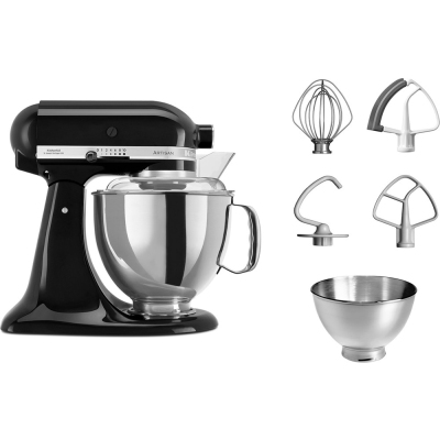 Настольный миксер с откидным блоком KitchenAid Artisan 4.8 л, черный, 5KSM175PSEOB