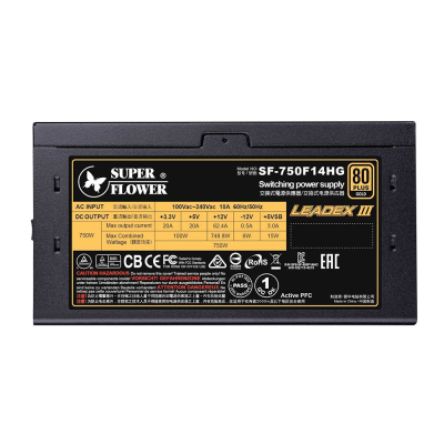 Super Flower SF-750F14HG Power Supply Leadex Gold III, 750W, ATX, 130mm, 8xSATA, 4xPCI-E(6+2), APFC, 80+ Gold, Full Modular