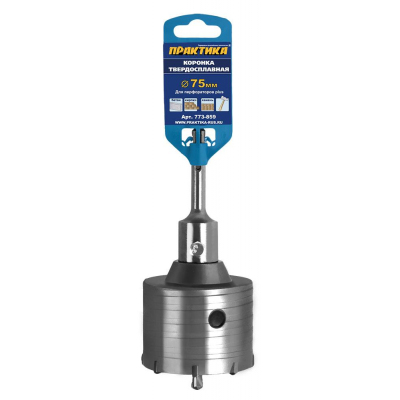 Коронка твердосплавная ПРАКТИКА SDS- Plus ударная 75 мм клипса 773-859