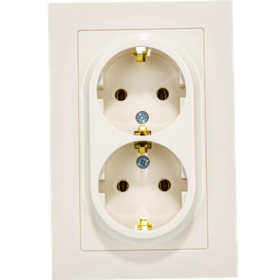 Розетка 2-ая с/з 16А SE AtlasDesign Беж. (ATN000224)