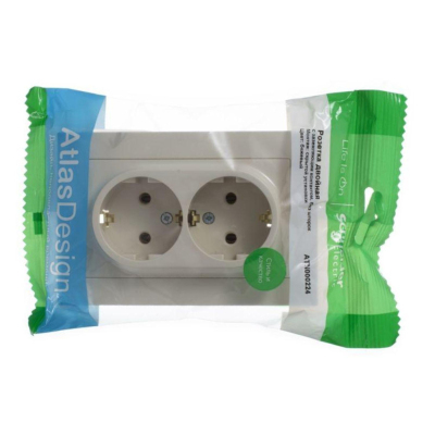 Розетка 2-ая с/з 16А SE AtlasDesign Беж. (ATN000224)