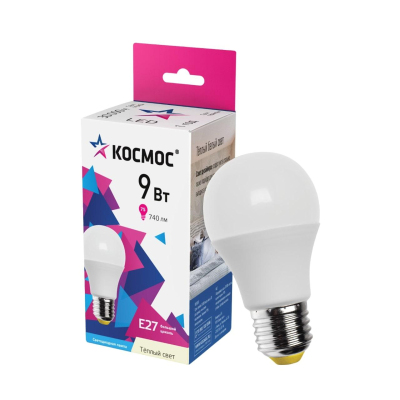 Лампа светодиодная КОСМОС А55 9W Е27 3000K