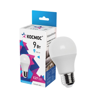 Лампа светодиодная КОСМОС А55 9W Е27 4500K