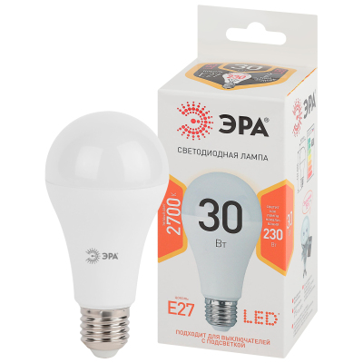 Лампа светодиодная ЭРА STD LED A65-30W-827-E27 E27 / Е27 30Вт теплый свет