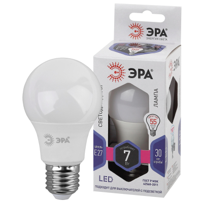 Лампа светодиодная ЭРА STD LED A60-7W-860-E27 E27 / Е27 7Вт холодный свет