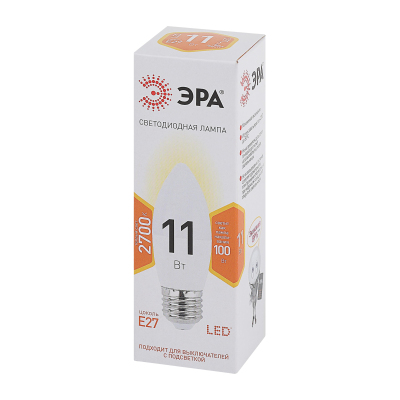 Лампа светодиодная ЭРА STD LED B35-11W-827-E27 E27 / Е27 11Вт теплый свет