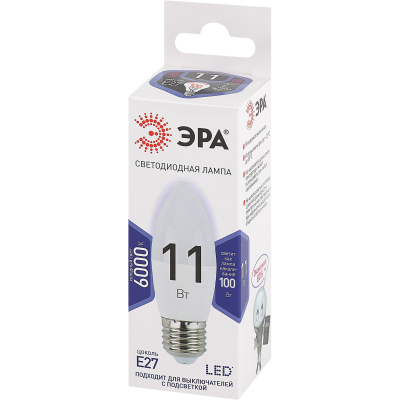 Лампа светодиодная ЭРА STD LED B35-11W-860-E27 E27 / Е27 11Вт холодный свет