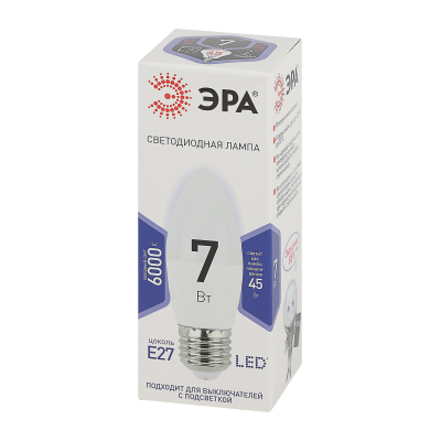 Лампа светодиодная ЭРА STD LED B35-7W-860-E27 E27 / Е27 7Вт холодный свет