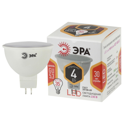 Лампа светодиодная ЭРА STD LED MR16-4W-827-GU5.3 GU5.3 4Вт теплый свeт