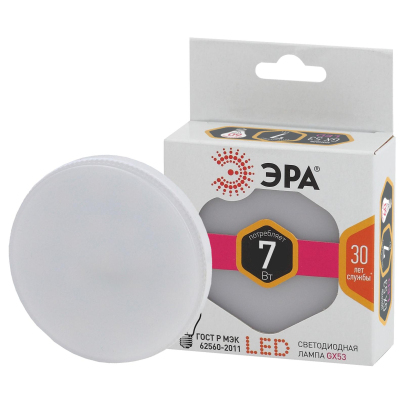 Лампа светодиодная ЭРА STD LED GX-7W-827-GX53 GX53 7Вт теплый свет