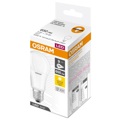 Лампа светодиодная OSRAM LED Base A, 3000К E27