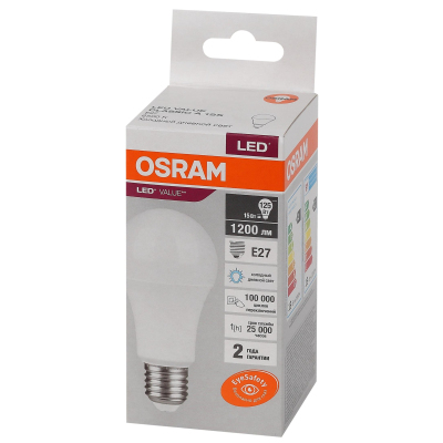 Лампа светодиодная OSRAM LED Value A, 1200лм, 15Вт (замена 125Вт), 6500К
