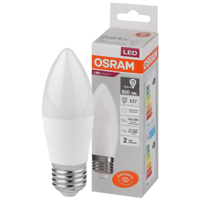 Лампа светодиодная OSRAM LED Value B, 800лм, 10Вт (замена 75Вт), 3000К E27