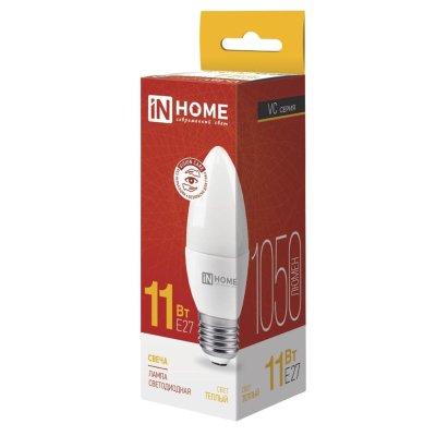 Лампа светодиодная LED-СВЕЧА-VC 11Вт 230В Е27 3000К 1050 Лм IN HOME