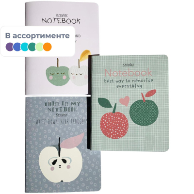 Тетрадь общая Kroyter 48л,клет,А5,скреп,обл.карт,Apple,диз.в асс.64645