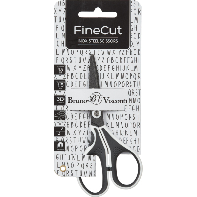 Ножницы Bruno Visconti FINECUT 130мм, тефлон.покр.,прорезин. ручки,черн-бел