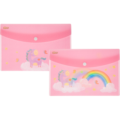 Папка-конверт на кнопке А5 №1 School Волшебный единорог 2шт/уп
