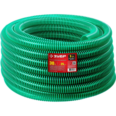 Шланг напорно-всасывающий со спиралью ПВХ, 3 атм, 25мм х 30м 'ЗУБР