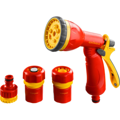 Набор для полива:пистолет 8 реж.,компл. соединит.арматуры 3/4 GRINDA GS-34