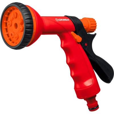 Пистолет поливочный пластиковый, 10 режимов, курок сзади, GRINDA P-10