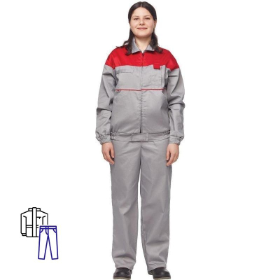 Костюм рабочий летний женский Универсал-КБР сер/красн р.60-62/158-164
