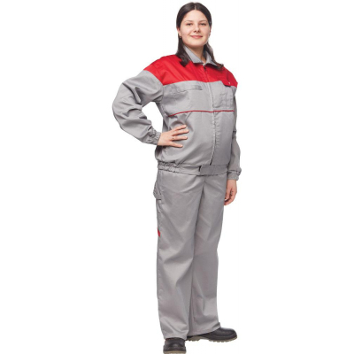 Костюм рабочий летний женский Универсал-КБР сер/красн р.60-62/158-164
