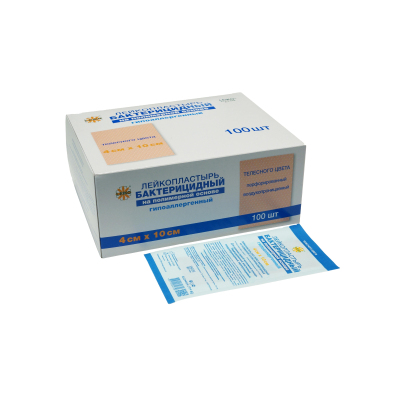 Перевяз. ср-ва Лейкопластырь бакт. 4х10см полимерный Leiko 100шт/уп