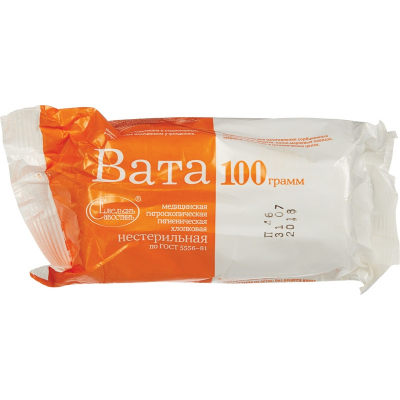 Перевяз. ср-ва Вата гигиен. нестер. 100г 150шт/уп Емельянъ Савостинъ